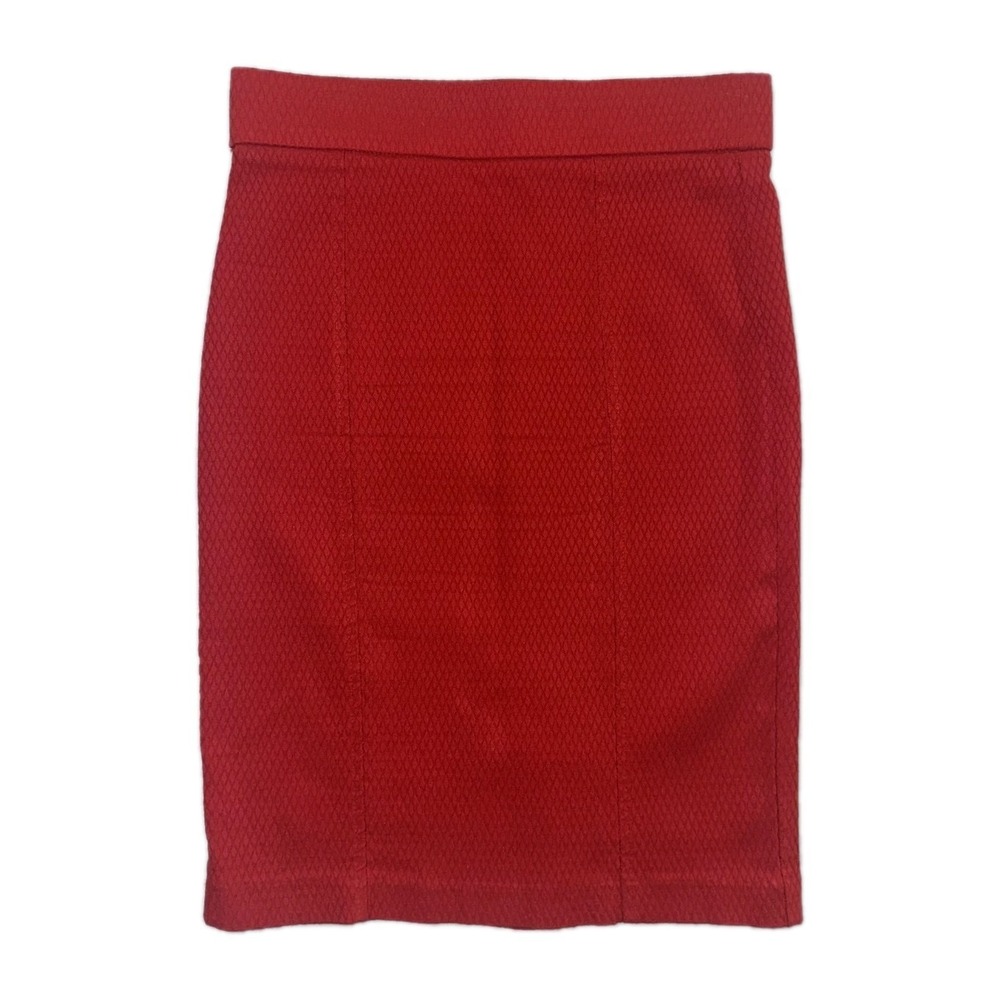 DALIA Women's‎ Size 4 Pencil Red Skirt Elastic Stretch Waist Side Slits Lined